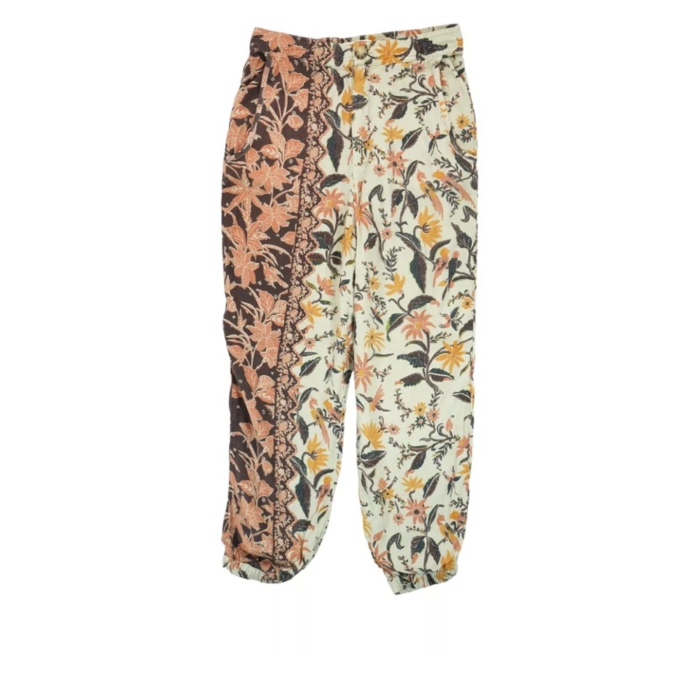 Anthropologie Womens Smocked Balloon Leg Pants Joggers Size 10 Earthy Floral
